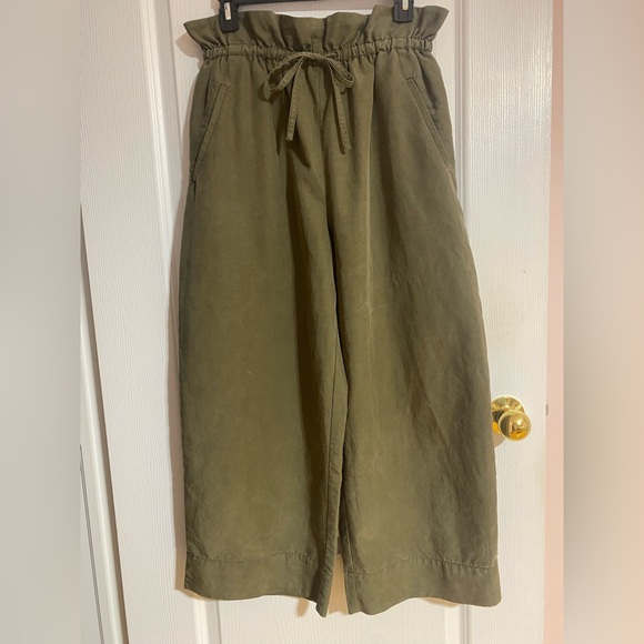 Aritzia Babaton Paperbag Wide Leg Princess Pants Lyocell Olive Green Size Small - Picture 3 of 9